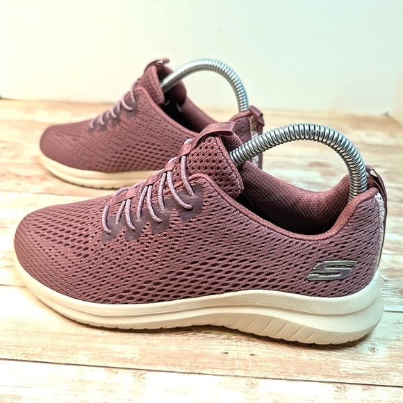 Skechers Shoes - Skechers Ladies UltraFlex Bungee Slip On Sneaker Tennis Shoes Mauve Women's 6.5